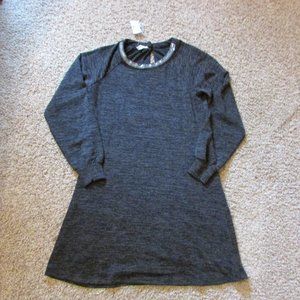 NWT Maurices Medium Gray Black Sweater Dress Sequin Neckline Soft Crew Neck